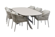 7-teiliges Garten-Set | 6 Elvira-Gartenstühle | Gartentisch Malaga 240 x 115 cm