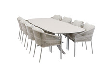 9-teiliges Garten-Set | 8 Elvira-Gartenstühle | Gartentisch Malaga 280 x 115 cm