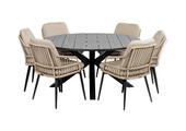 7-teiliges Gartenset | 6 Isabel Gartenstühle | Limasol Gartentisch | ø 150 cm