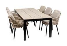 7-teiliges Gartenset | 6 Isabel Gartenstühle | Limasol Gartentisch | 225 cm