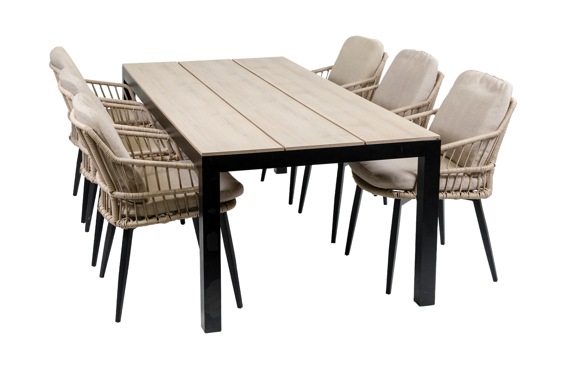 4 Jahreszeiten Gartenmöbel 7-teiliges Gartenset | 6 Isabel Gartenstühle | Limasol Gartentisch | 225 cm