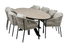 9-teiliges Garten-Set | 8 Elvira Gartenstühle | 280 cm ovaler Limasol-Gartentisch