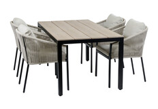 5-teiliges Garten-Set | 4 Elvira Gartenstühle | Limasol Gartentisch (160 x 90 cm)