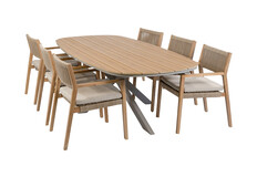 7-teiliges Garten-Set | 6 Felline Gartenstühle | 240 cm Cadiz Gartentisch