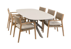 7-teiliges Garten-Set | 6 Felline Gartenstühle | Gartentisch Malaga 240 x 115 cm