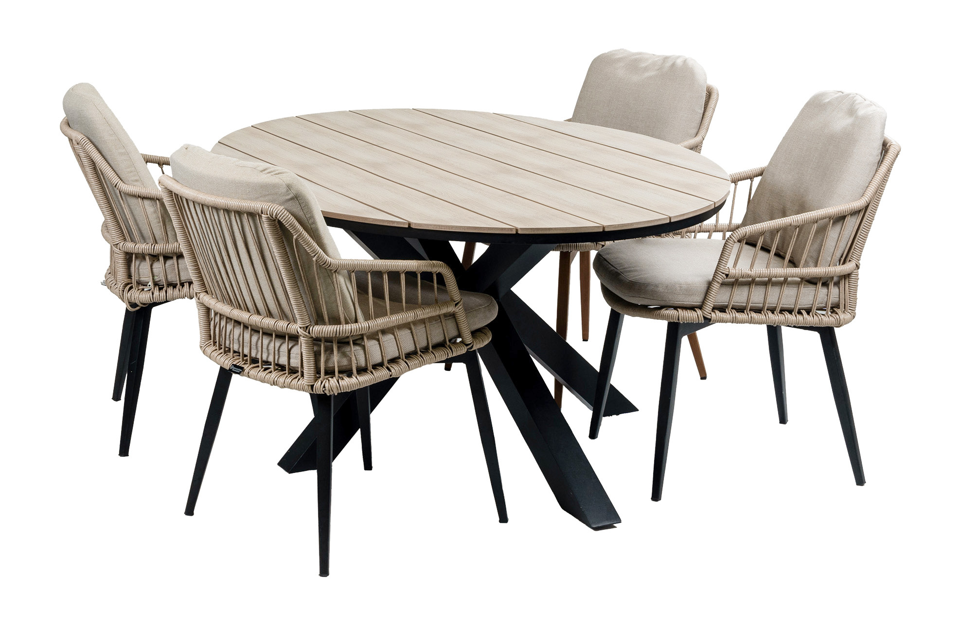 4 Jahreszeiten Gartenmöbel 5-teiliges Gartenset | 4 Isabel Stühle | 180 cm Limasol Gartentisch | Oval