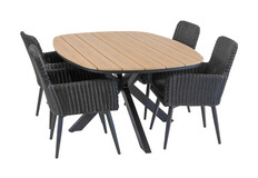 5-teiliges Garten-Set | 4 Pisa Gartenstühle | Cadiz Gartentisch 180 x 115 cm