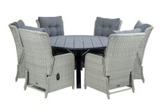 7-teiliges Gartenset | 6 verstellbare Dublin Gartenstühle | Limasol Gartentisch | ø 150 cm