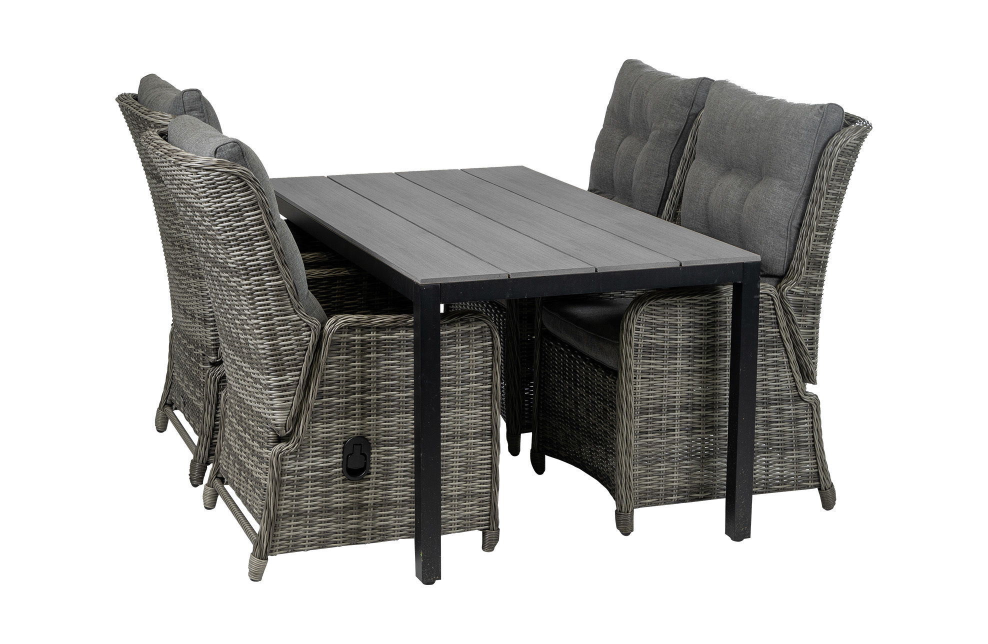 4 Jahreszeiten Gartenmöbel 5-teiliges Gartenset | 4 verstellbare Stühle Dublin | Limasol Gartentisch 160 oder 180 cm