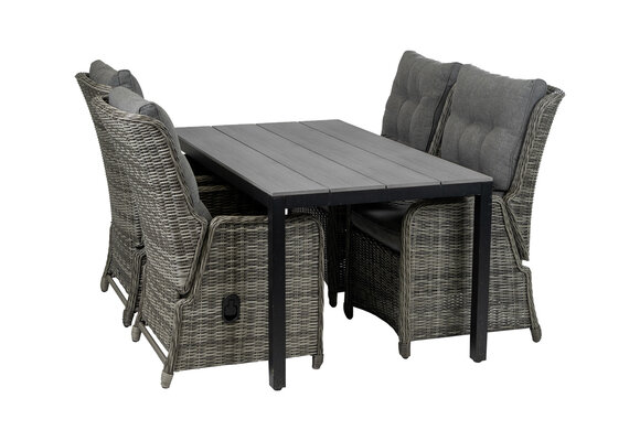 5-teiliges Gartenset | 4 verstellbare Stühle Dublin | Limasol Gartentisch 160 oder 180 cm