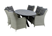7-teiliges Gartenset | 6 Dublin Gartenstühle | Limasol Gartentisch | 220 cm | Oval