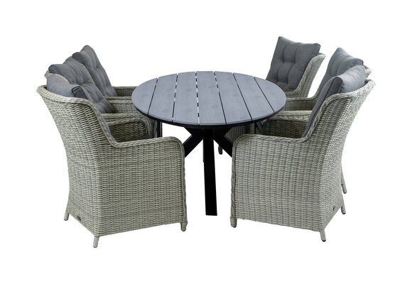 7-teiliges Gartenset | 6 Dublin Gartenstühle | Limasol Gartentisch | 220 cm | Oval