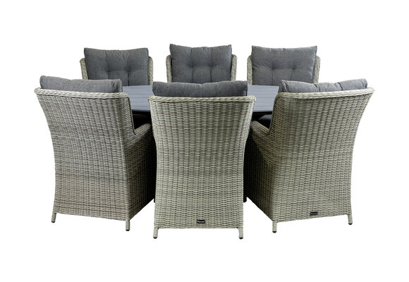 7-teiliges Gartenset | 6 Dublin Gartenstühle | Limasol Gartentisch | 220 cm | Oval