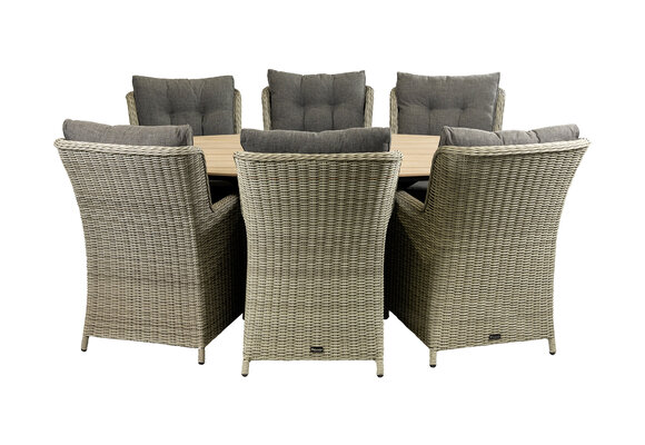 7-teiliges Gartenset | 6 Dublin Gartenstühle | Limasol Gartentisch | 220 cm | Oval