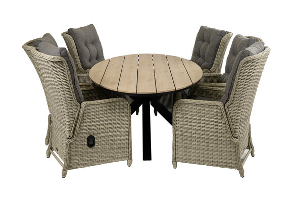 7-teiliges Gartenset | 6 verstellbare Dublin Gartenstühle | Limasol Gartentisch | 220 cm | Oval