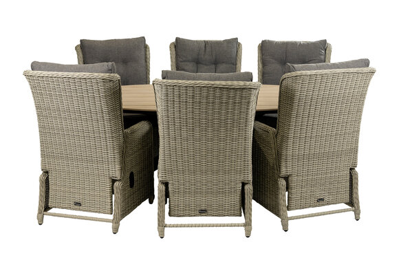 7-teiliges Gartenset | 6 verstellbare Dublin Gartenstühle | Limasol Gartentisch | 220 cm | Oval