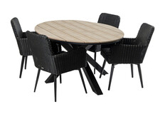 5-teiliges Gartenset | 4 Pisa Gartenstühle | Limasol Gartentisch | 180 cm | Oval