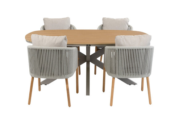 5-teiliges Garten-Set | 4 Es Vedra Gartenstühle | 180 cm Cadiz Gartentisch | Teak & Camel