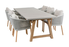 7-teiliges Garten-Set | 6 Es Vedra Gartenstühle | Rock Gartentisch 235 x 95 cm