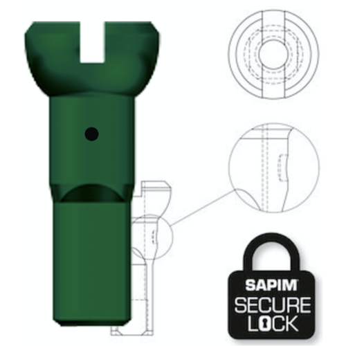 Nippel 14G - Polyax - Alu - Groen - Secure Lock 