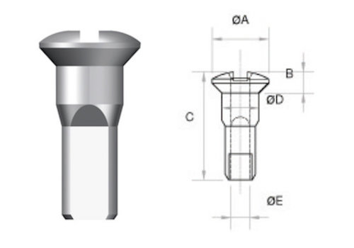 Nippel 14G - Ronde Kop - Brass - Zwart 