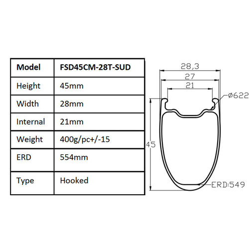 Road Disc Brake H45-W28 Carbon Felge 