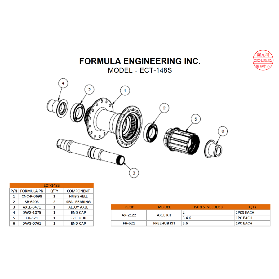 Formula as en lagers 0471 voor CL-148S / ECT-148S naaf-2