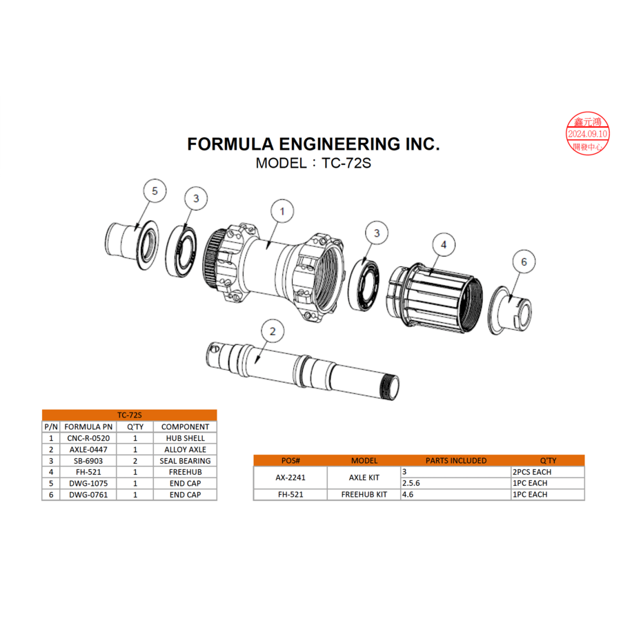 Formula as en lagers 0447 voor RXC-142S / TC-72S naaf-3