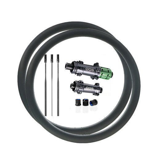 Road Disc Brake H45-W30 Carbon Rim + OGS Ultra Light Carbon Spoke Hubset + Alpina Carbolite + Nipples 