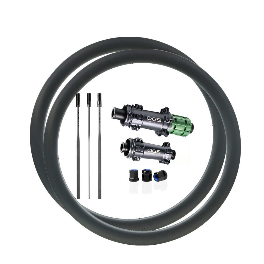 Road Disc Brake H45-W30 Carbon Velg + OGS Ultra Light Carbon Spoke Hubset + Alpina Carbolite + Nipples-1