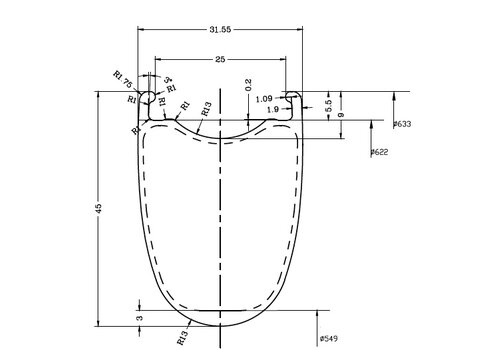 Gravel / Road Disc Brake H45-W32 OEM Carbon Velg 
