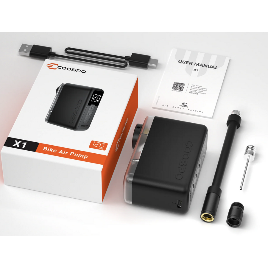 Coospo Elektrische Mini-Fahrradpumpe – USB-C – Digitalanzeige – Presta/Schrader-2