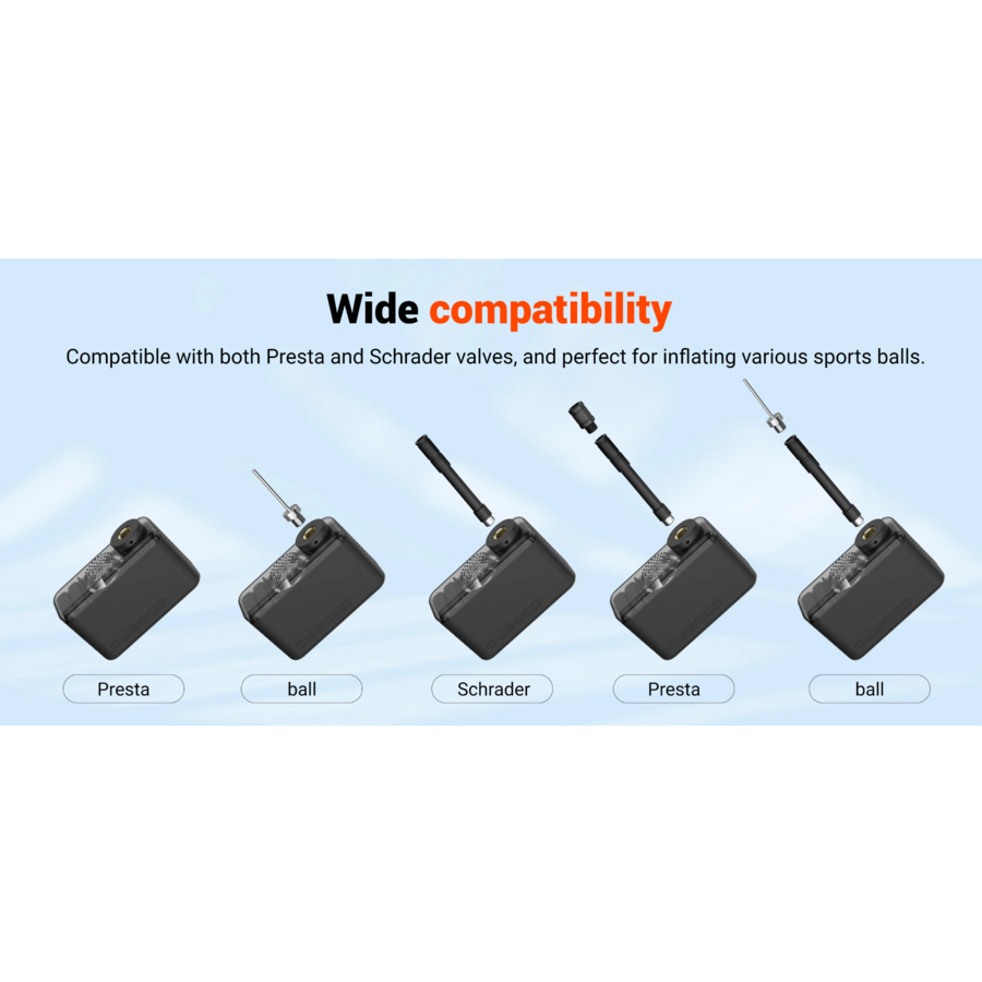 Coospo Elektrische Mini-Fahrradpumpe – USB-C – Digitalanzeige – Presta/Schrader-3