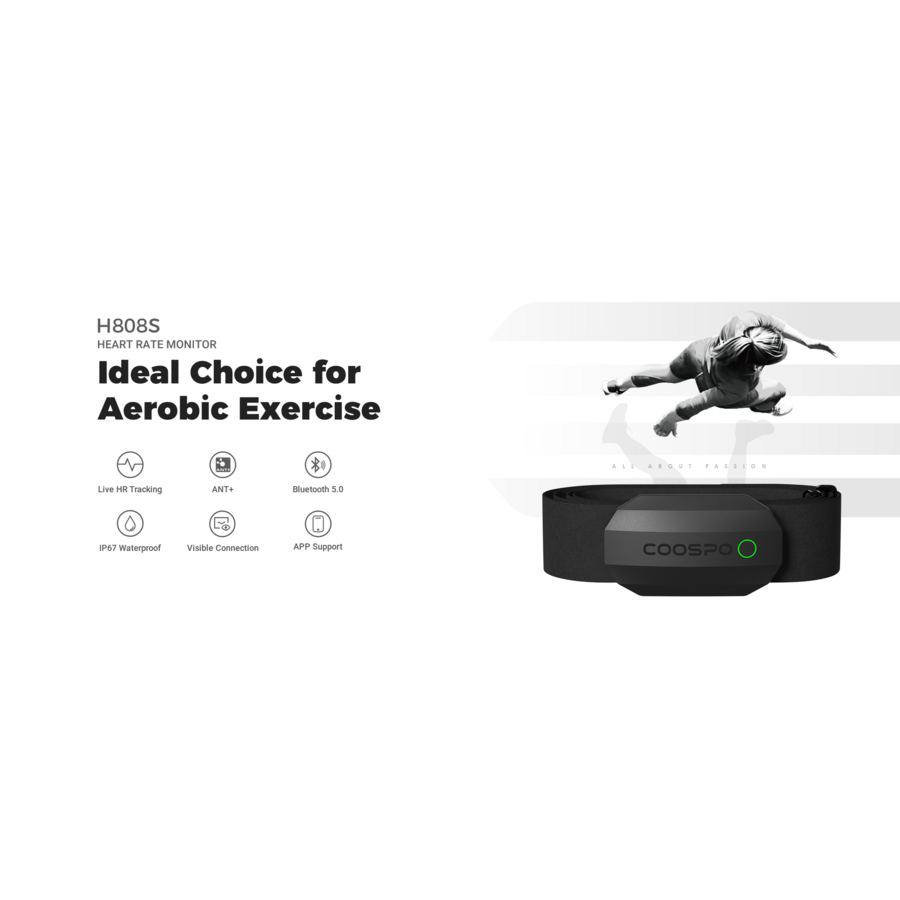 COOSPO H808S HR Chest Strap – ANT+ & Bluetooth – Garmin/Wahoo/Hammerhead-2