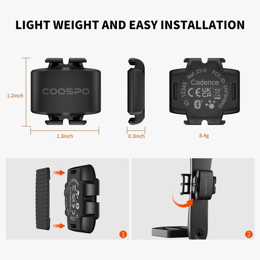 COOSPO BK9C Cadanssensor – ANT+ & Bluetooth 5.0 – Garmin/Wahoo/Hammerhead-2
