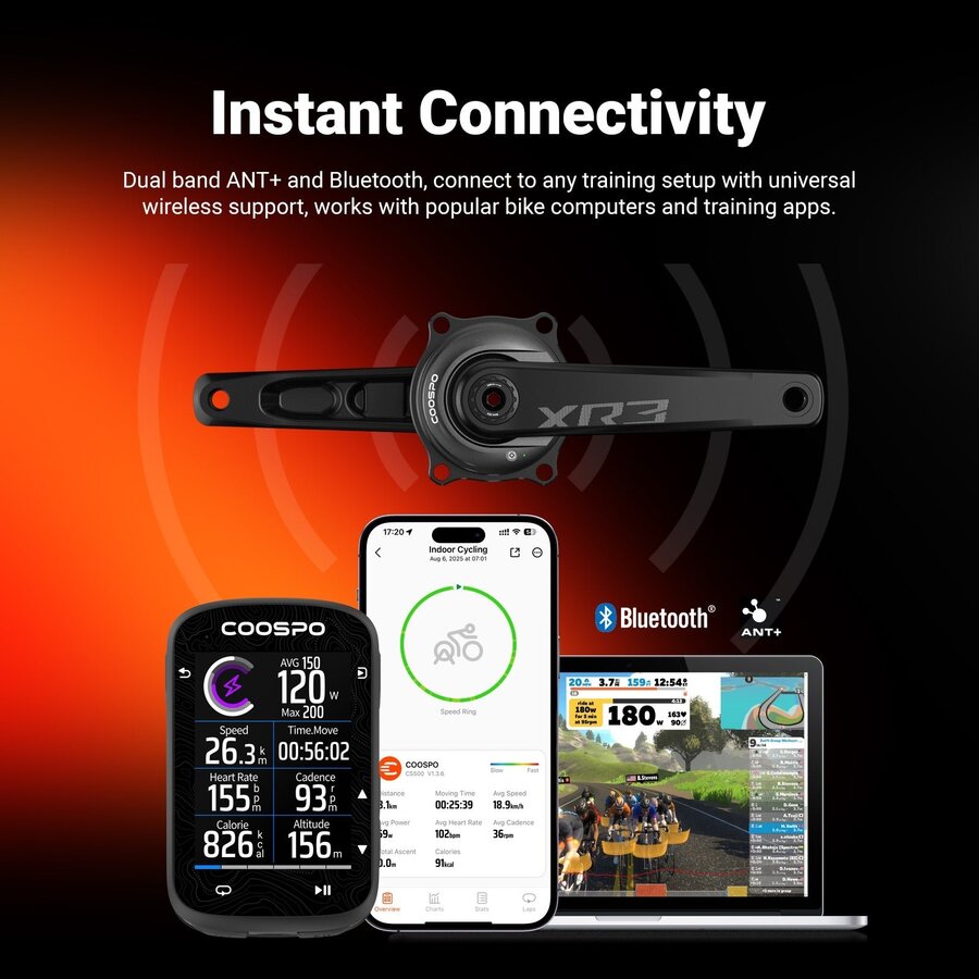 COOSPO S10 Aluminium Powermeter Kurbelgarnitur – 29 mm – SRAM DUB-kompatibel-6
