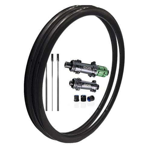 Road Disc Brake H32-W32 Carbon Rim + OGS Ultra Light Carbon Spoke Hubset + Alpina Carbolite + Nipples 