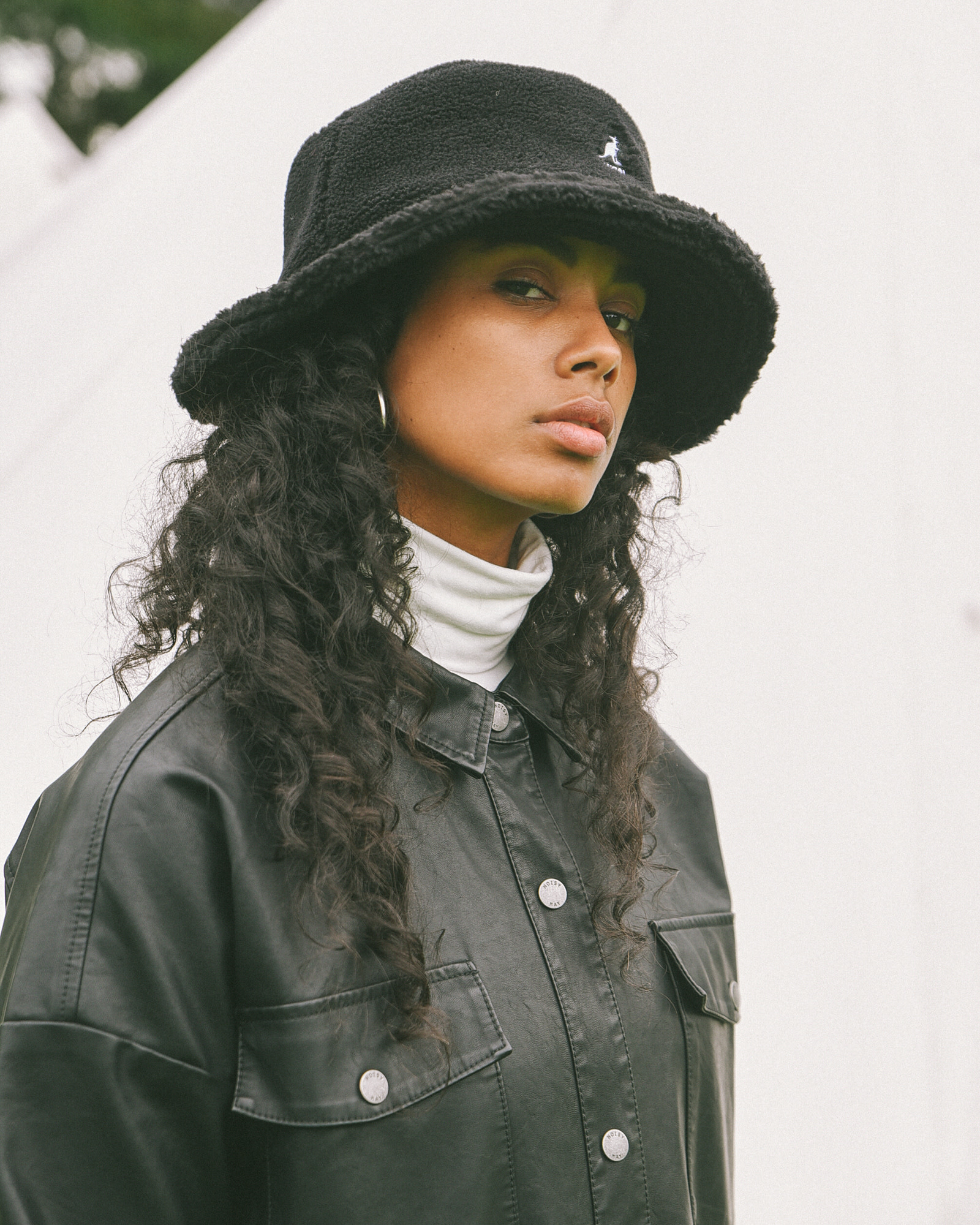 leather kangol bucket hat