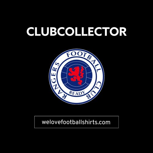 A large selection of football shirts from Rangers FC