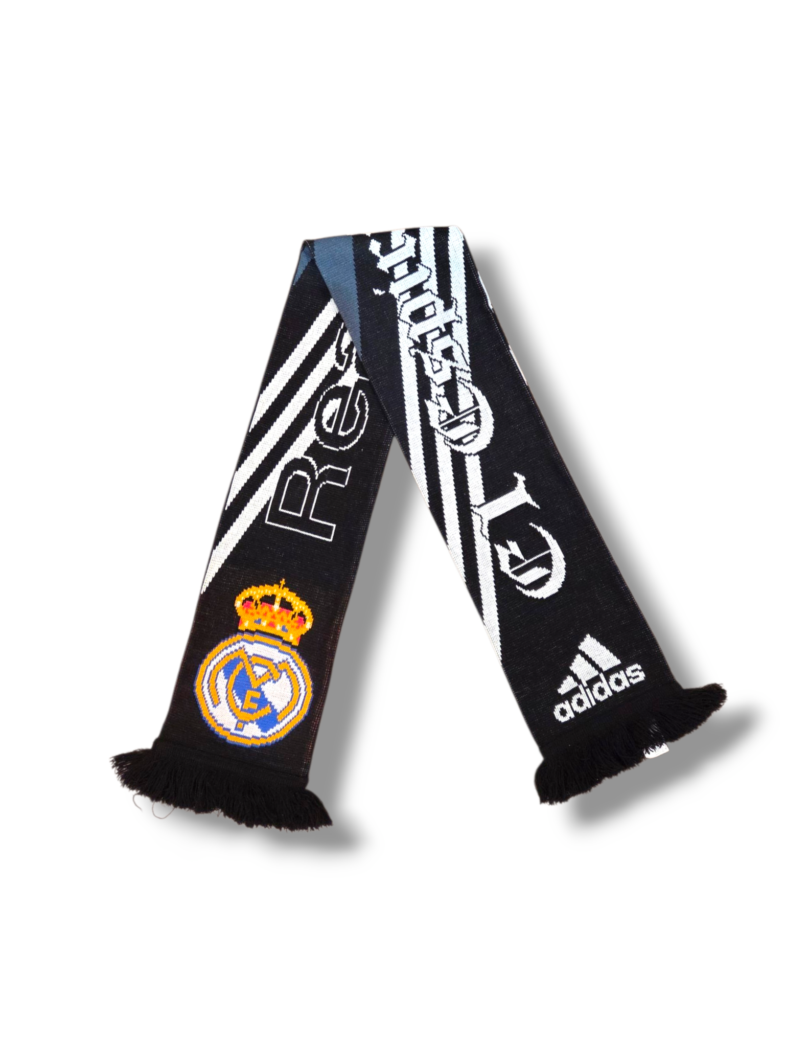 【vintage Real Madrid football scarf】 Draps Vintage FC Real Madrid Acrylic Soccer Scarf 134 x 17.5