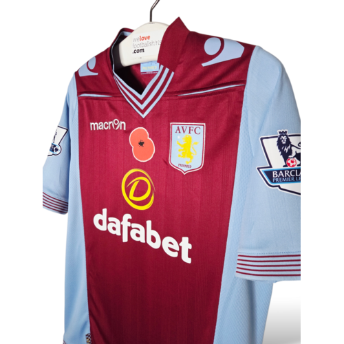 Macron Original Macron-Spielertrikot von Aston Villa aus der Saison 2013/14, getragen und signiert Macron Original Macron-Spielertrikot von Aston Villa aus der Saison 2013/14, getragen und signiert