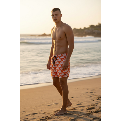 Heijzoo Sportswear Heijzoo Retro-Badeshorts für den Sommer – Orange im 80er-Jahre-Stil | Retro-Badehosen für Herren