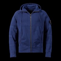 Boneville hooded zip through sweat Blue depths