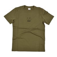 C.P. Company jersey 30/1 button print crew t-shirt Green