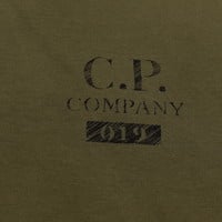 C.P. Company jersey 30/1 button print crew t-shirt Green