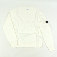 C.P. Company garment dyed light fleece lens crew sweatshirt White