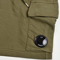 C.P. Company garment dyed light fleece lens pocket sweatshort Beech green