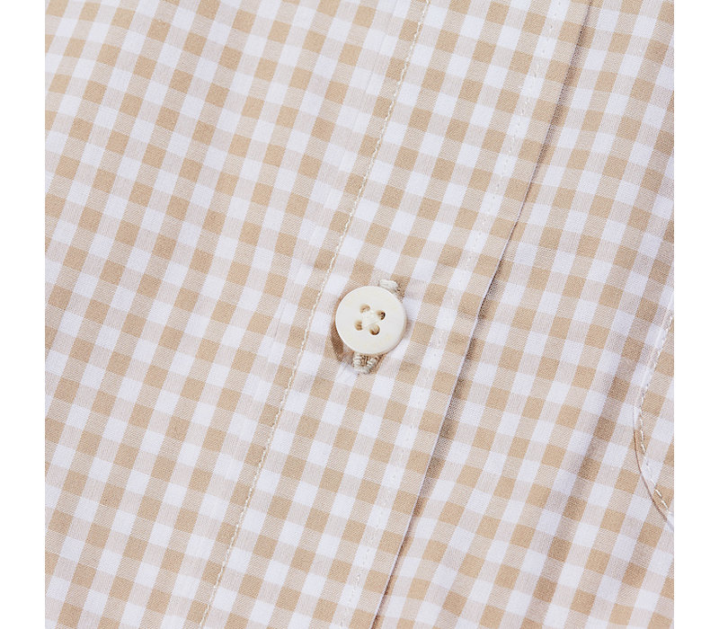 Weekend Offender Gingham check long sleeve shirt Stone/White