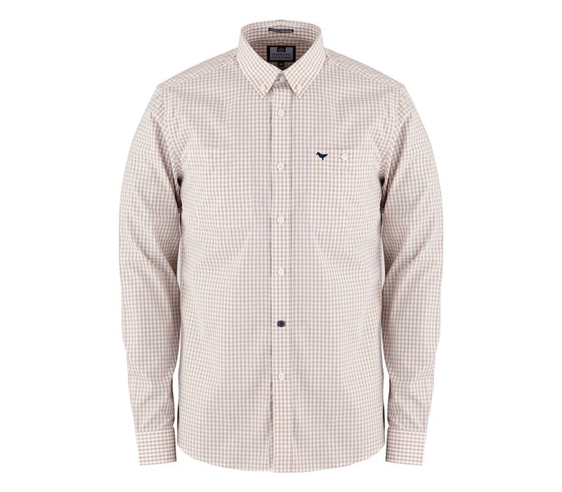 Weekend Offender Gingham check long sleeve shirt Stone/White