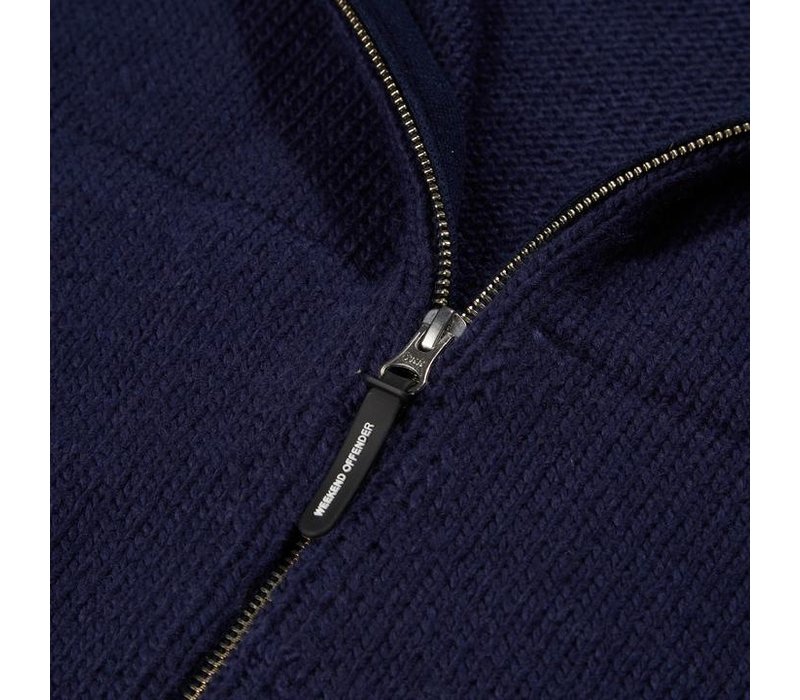 Weekend Offender Lugo full zip knit sweater Navy